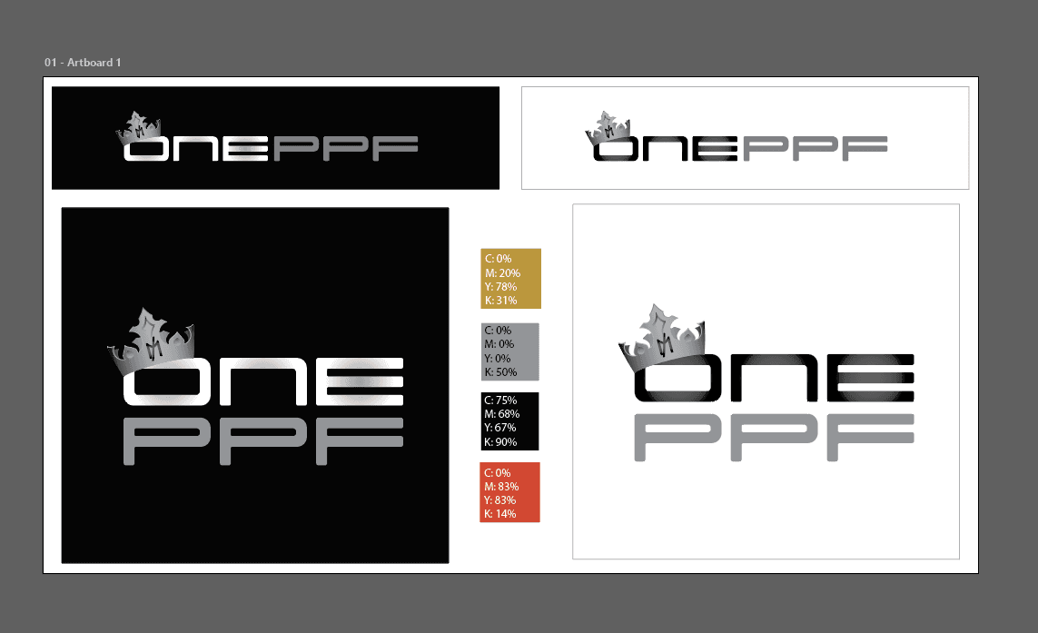 ONE PPF master EPS preview, 4 logo variants and brand colors