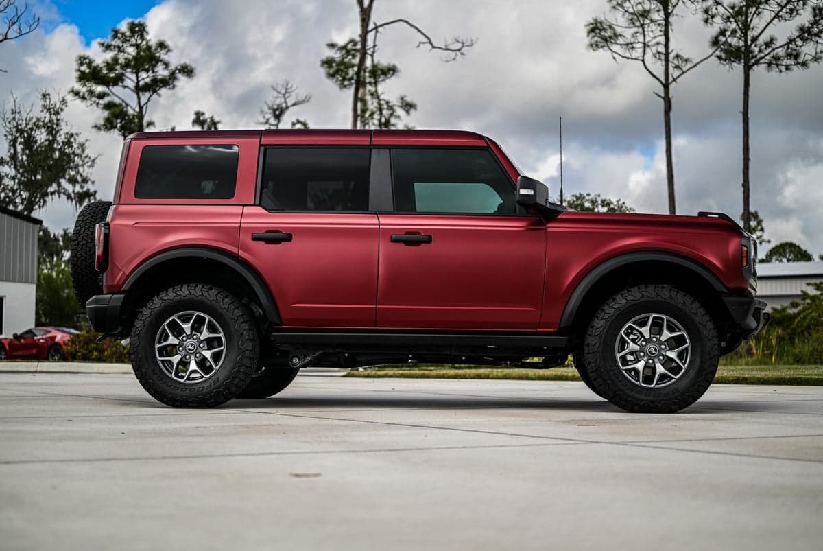 Satin Metallic Ruby Red on Ford Bronco