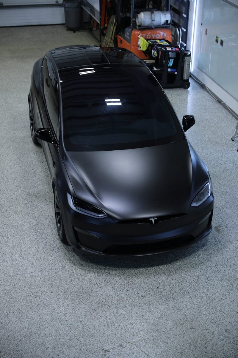 Satin Perfect Black on a Tesla Model X
